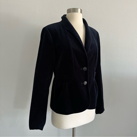 J. Crew Deep Blue Velvet Blazer Jacket Sz 8 - Picture 1 of 7